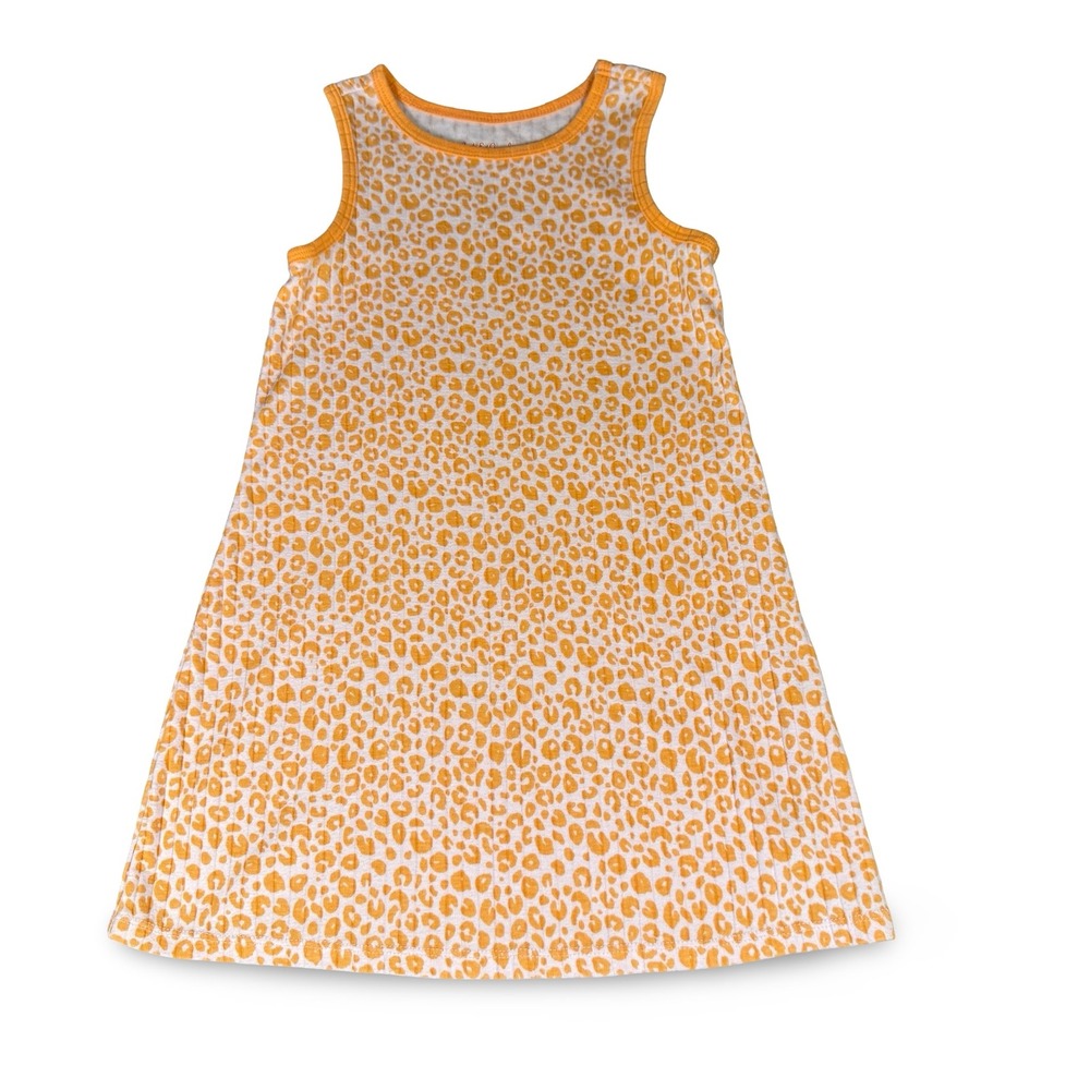 Cat & Jack Girls 5T Dress Mid Length Straight Cheetah Print Sleeveless Orange